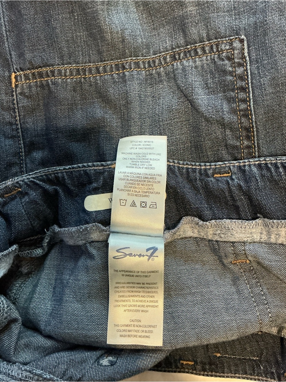 Seven7 Dark Blue Light Tencel Denim Cropped Wide Legged jeans with Gold Logo EUC - Picture 10 of 12
